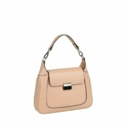 Seidenfelt Manufaktur Kurzgriff Tasche Vrena Nude, Metal Silver