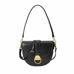 Seidenfelt Manufaktur Umhängetasche SFM243 Saddle Black, Gold Metall