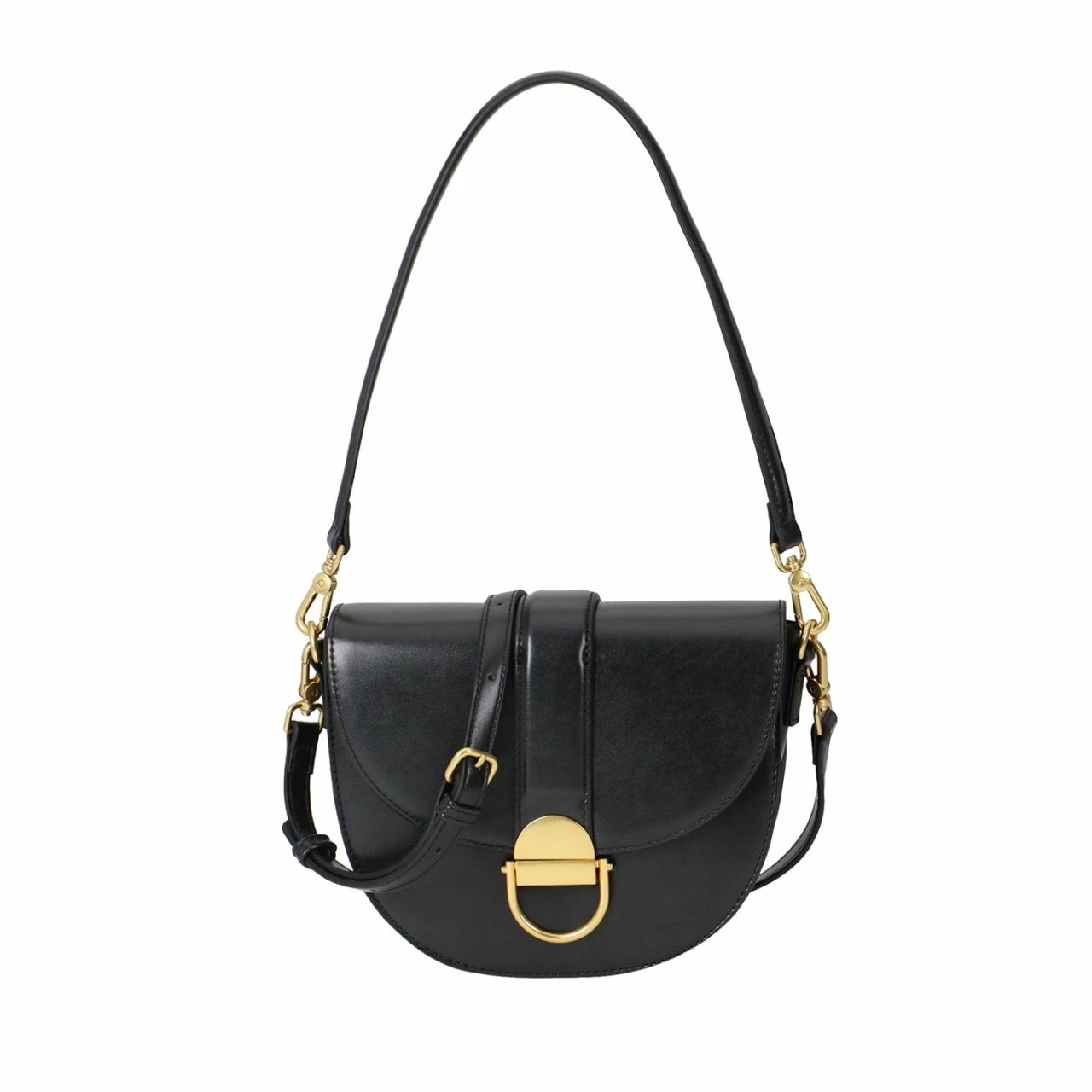 Seidenfelt Manufaktur Umhängetasche SFM243 Saddle Black, Gold Metall 3 Seidenfelt Manufaktur Umhängetasche SFM243 Saddle Black, Gold Metall