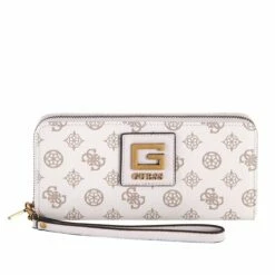 Guess Langbörse Damen Alva SLG Large Zip Around Crem Logo