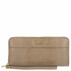Guess Langbörse Damen Katey SLG Large Zip Around Dark Taupe