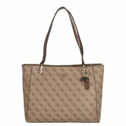 Guess Shopper Noelle Noel Tote Latte Logo/brown