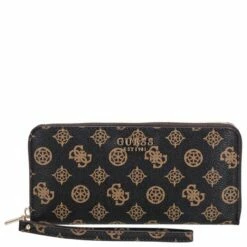 Guess Langbörse Damen Laurel SLG Large Zip Around Mocha Logo