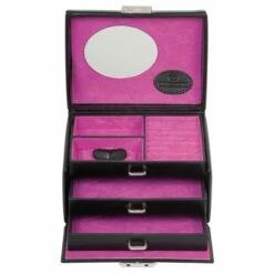 Windrose Schmuckkoffer Merino 36769 Schwarz-pink