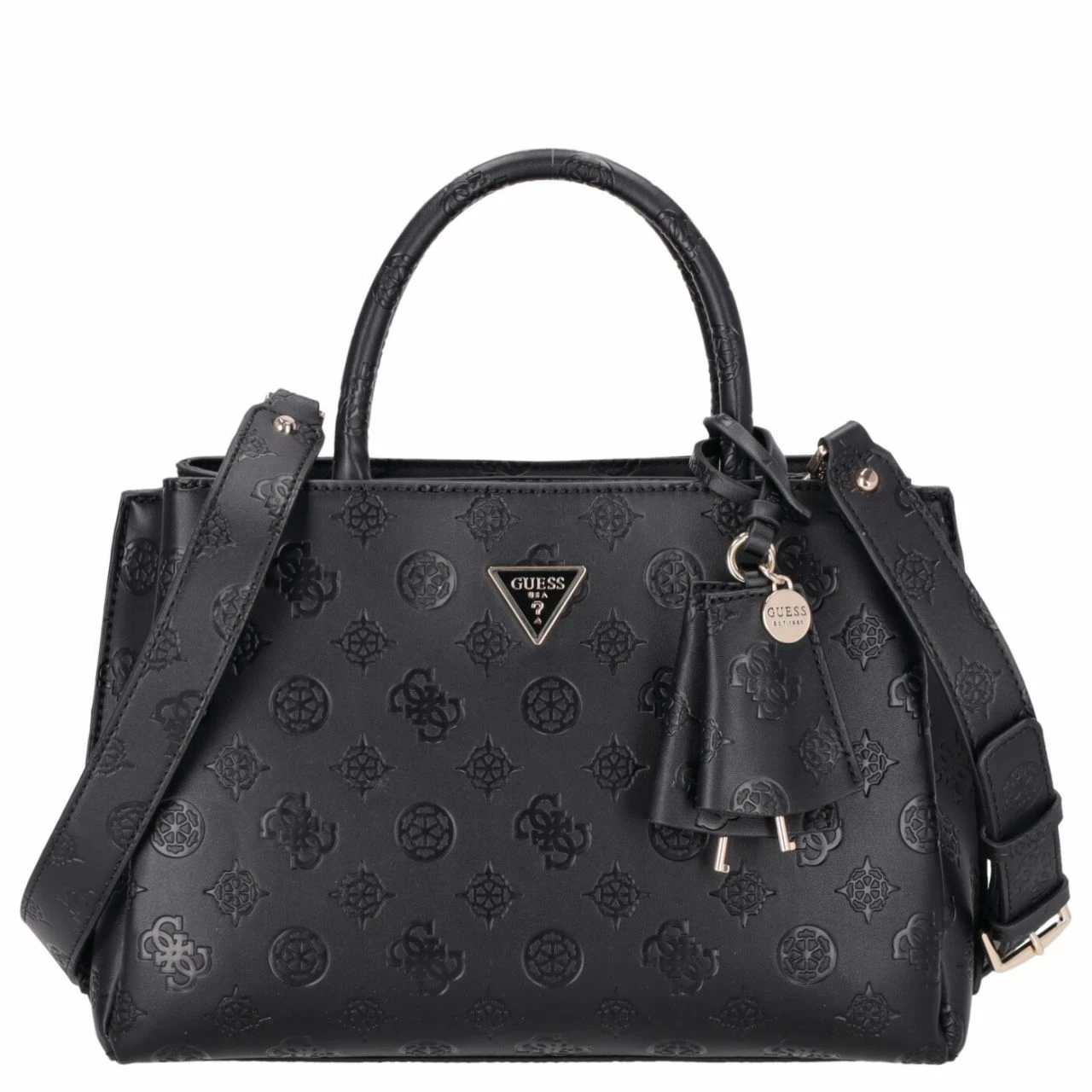 Guess Kurzgriff Tasche Jena Elite Luxury Satchel Black Logo 3 Guess Kurzgriff Tasche Jena Elite Luxury Satchel Black Logo