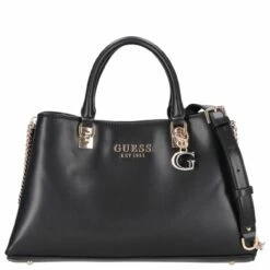 Guess Kurzgriff Tasche Eliette Logo Girlfriend Satchel Black