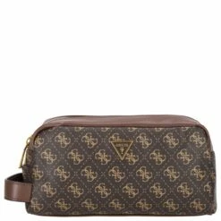 Guess Kulturbeutel Torino Beauty Case Double Zip Brown/ochre