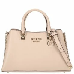 Guess Kurzgriff Tasche Eliette Logo Girlfriend Satchel Light Beige