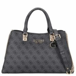 Guess Kurzgriff Tasche Eliette Logo Girlfriend Satchel Coal Logo