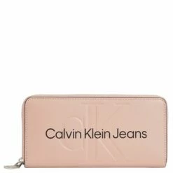 Calvin Klein Jeans Langbörse Damen Sculpted MED Zip Around Pipping Dark Blush