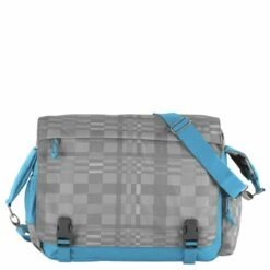 CEEVEE Leather Messenger Bag Manchester Grey/turquoise