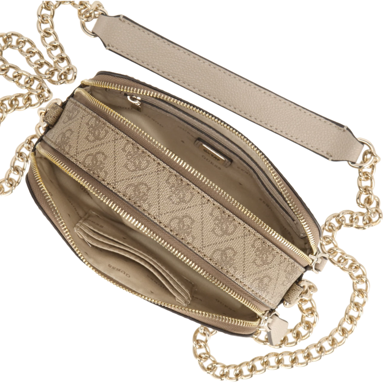 Guess Umhängetasche Noelle Crossbody Camerabag Latte Logo 4 Guess Umhängetasche Noelle Crossbody Camerabag Latte Logo – Bild 2