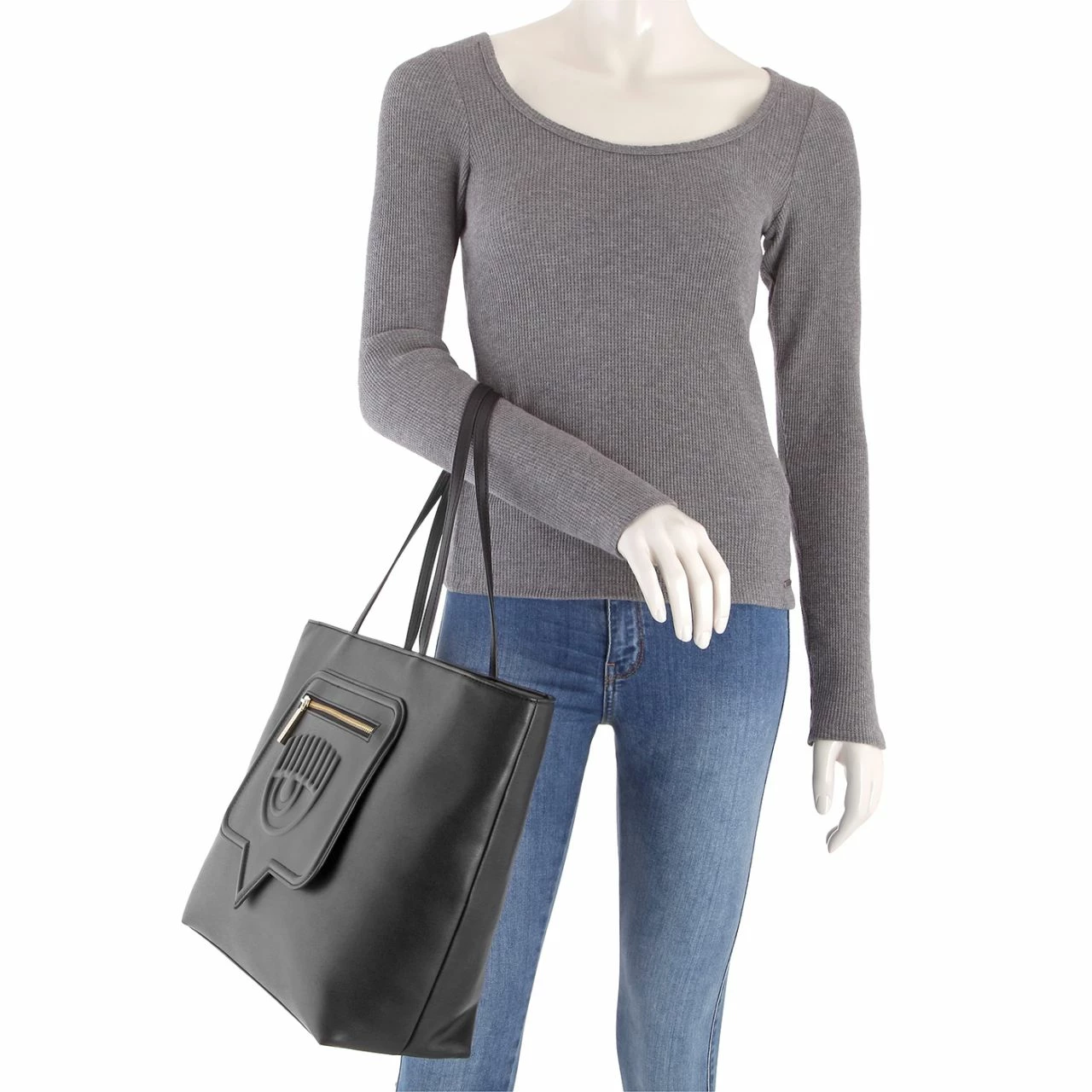 Chiara Ferragni Shopper Eyelike Pocket Sketch 04 White 4 Chiara Ferragni Shopper Eyelike Pocket Sketch 04 White – Bild 2