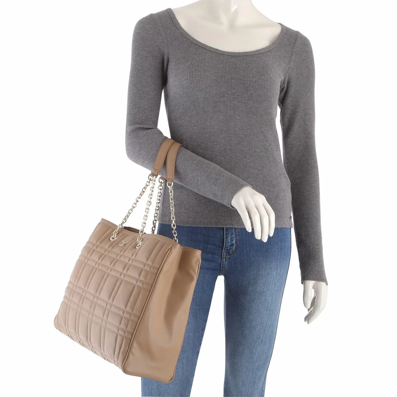 Calvin Klein Shopper Re-Look Quilt Tote Ecru 4 Calvin Klein Shopper Re-Look Quilt Tote Ecru – Bild 2