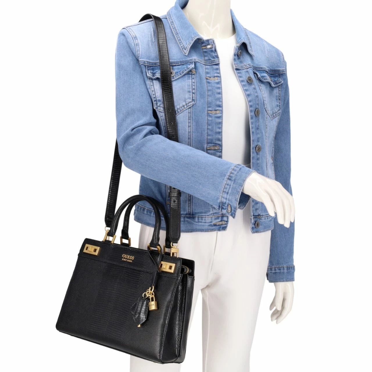 Guess Kurzgriff Tasche Katey Luxury Satchel Black 4 Guess Kurzgriff Tasche Katey Luxury Satchel Black – Bild 2