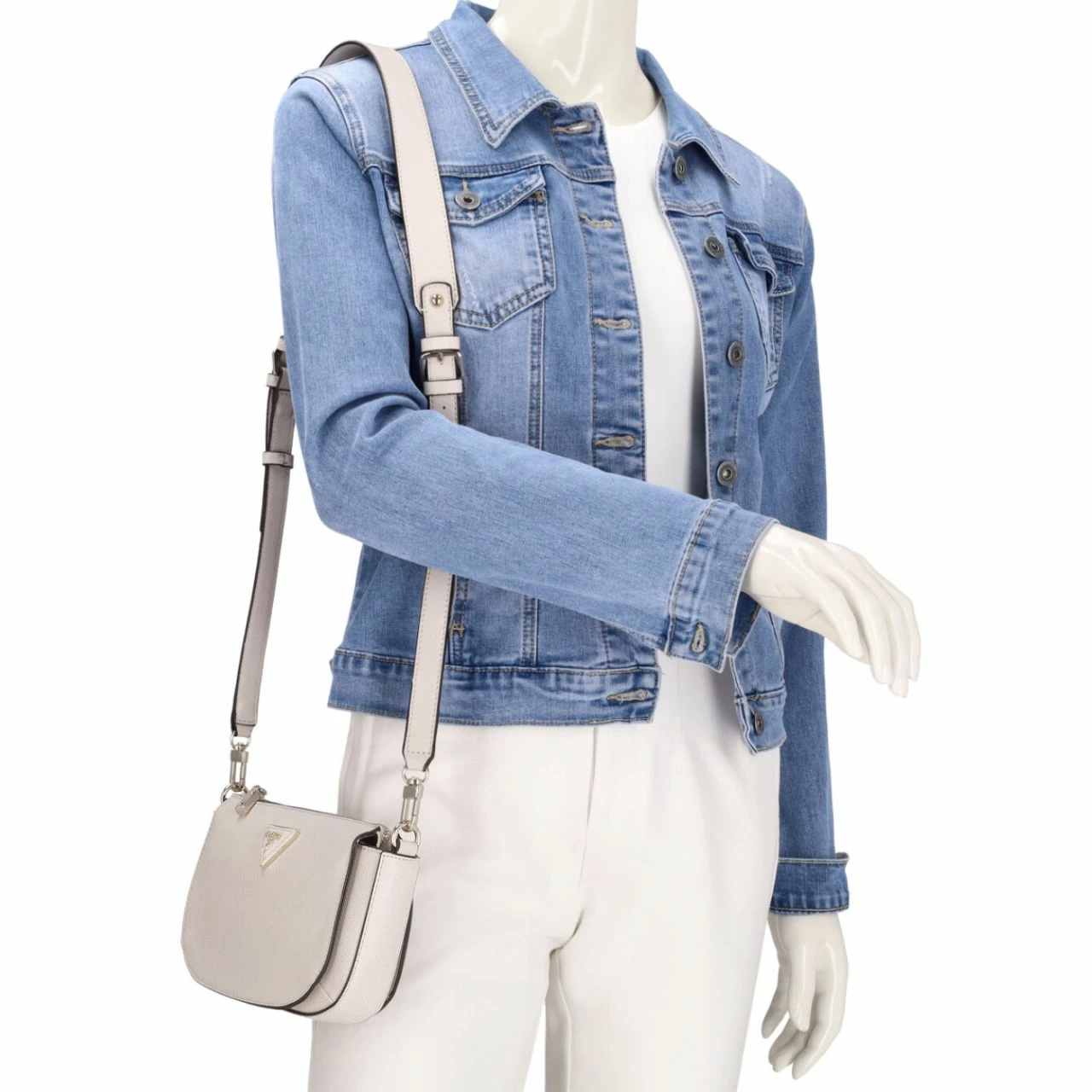 Guess Umhängetasche Brynlee Mini Triple Compt Flap Xbody Stone 4 Guess Umhängetasche Brynlee Mini Triple Compt Flap Xbody Stone – Bild 2