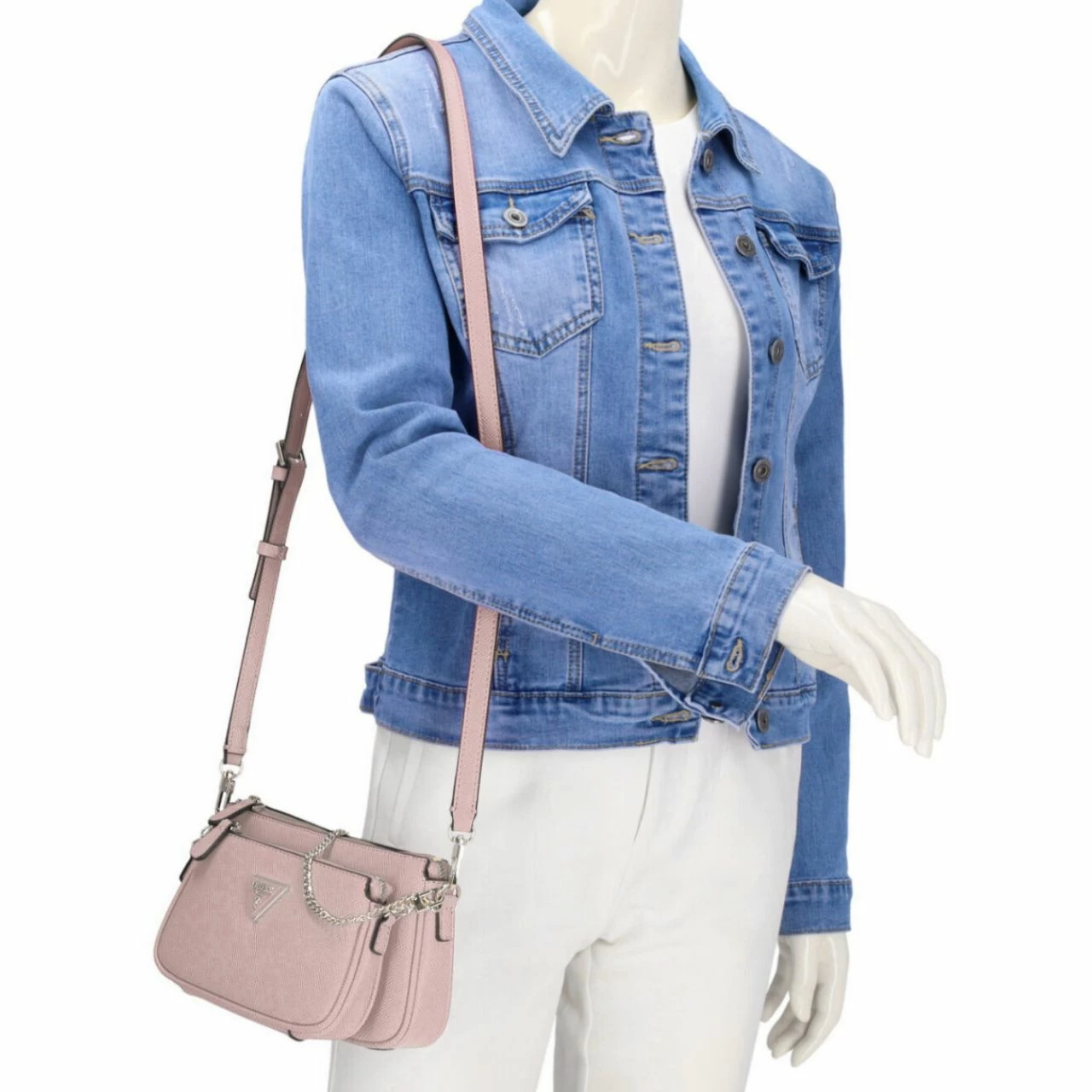 Guess Umhängetasche Noelle DBL Pouch Crossbody Rosewood 4 Guess Umhängetasche Noelle DBL Pouch Crossbody Rosewood – Bild 2