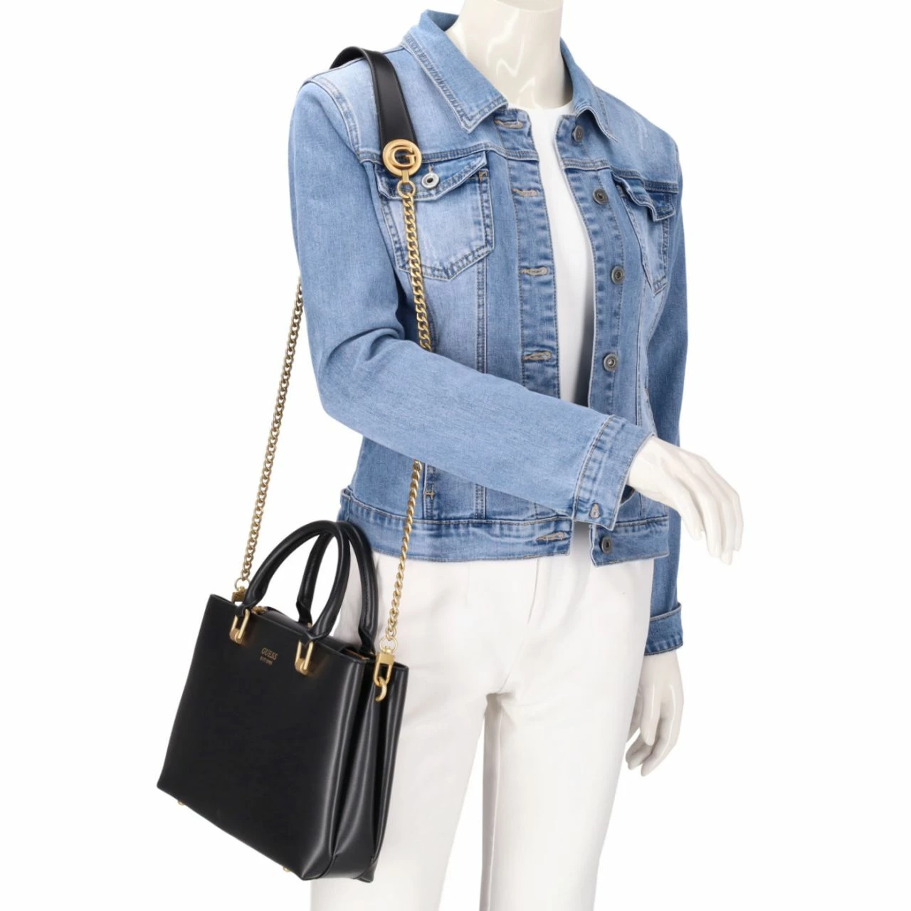 Guess Kurzgriff Tasche Masie Girlfriend Satchel Black 5 Guess Kurzgriff Tasche Masie Girlfriend Satchel Black – Bild 3