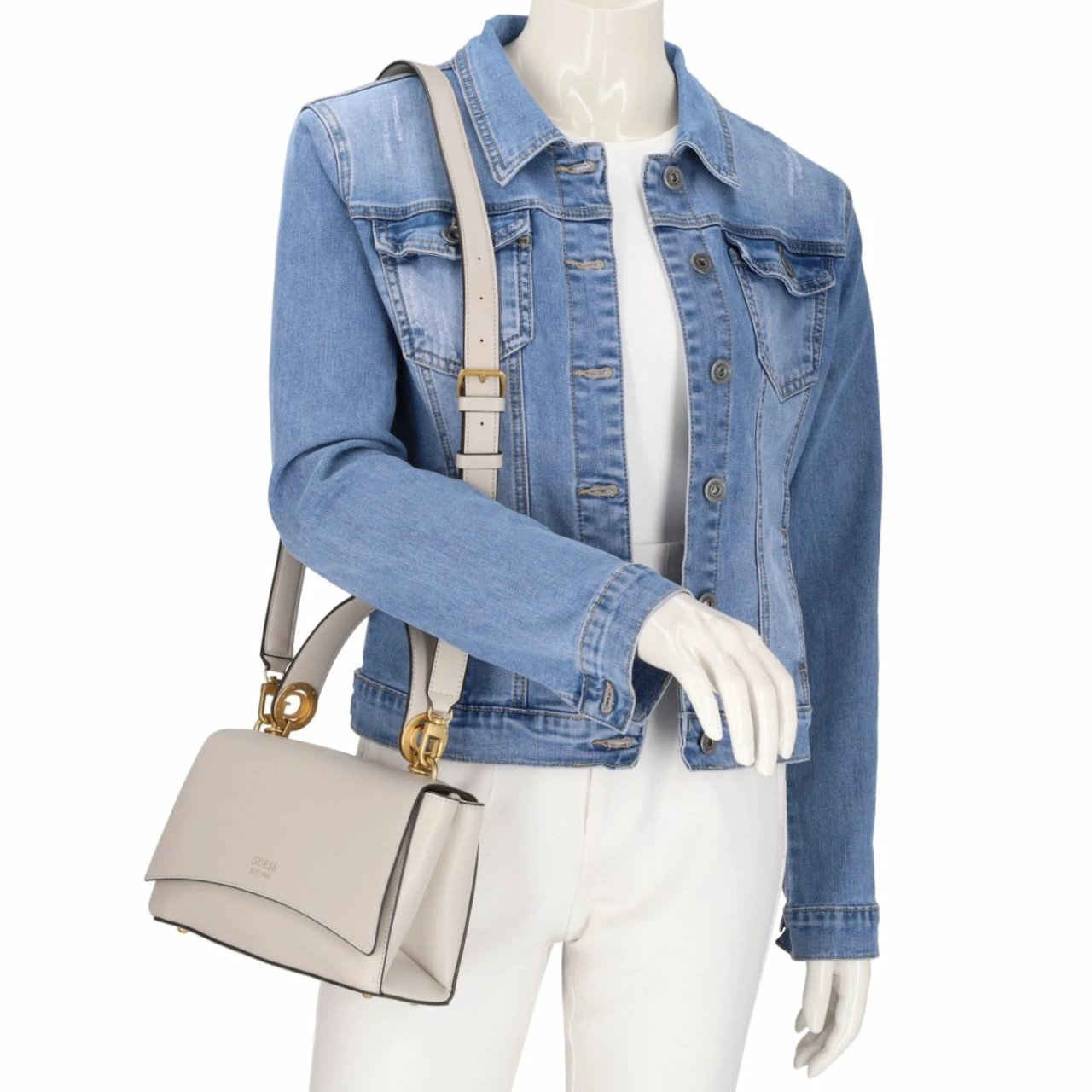 Guess Kurzgriff Tasche Masie Top Handle Flap Stone 4 Guess Kurzgriff Tasche Masie Top Handle Flap Stone – Bild 2