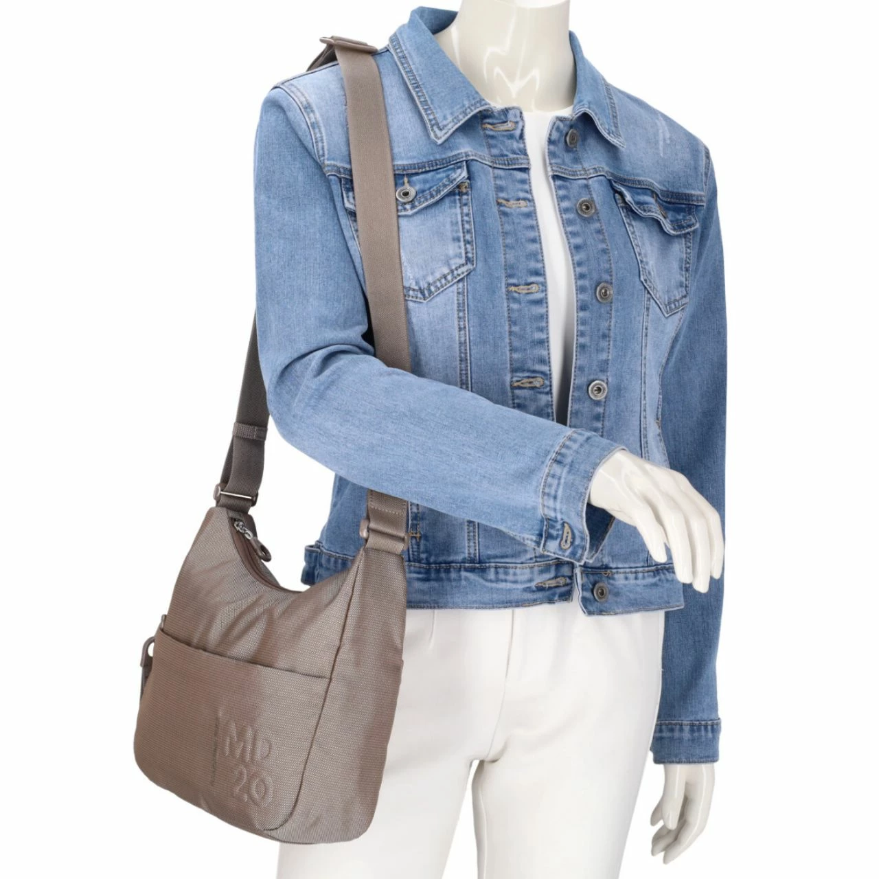 Mandarina Duck Beuteltasche MD20 Hobo Taupe 4 Mandarina Duck Beuteltasche MD20 Hobo Taupe – Bild 2