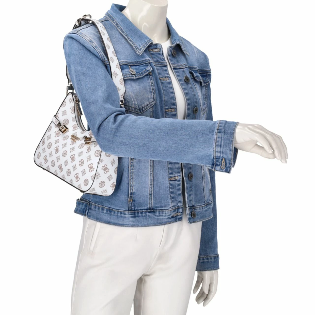 Guess Beuteltasche Loralee Hobo White Logo 4 Guess Beuteltasche Loralee Hobo White Logo – Bild 2