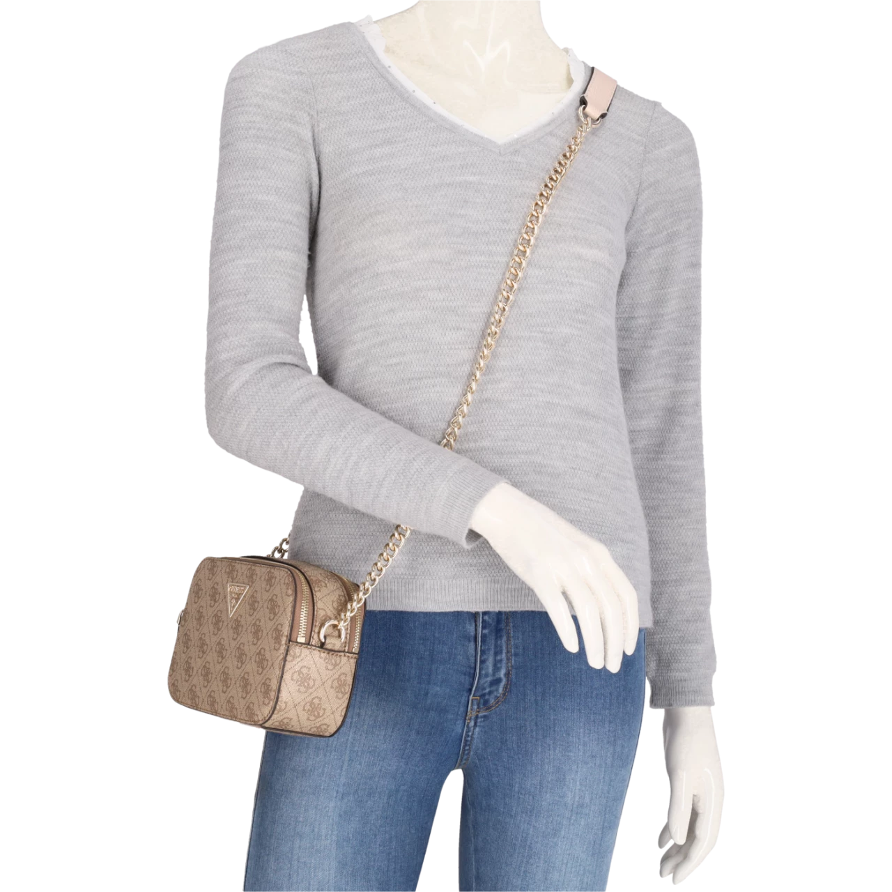 Guess Umhängetasche Noelle Crossbody Camerabag Latte Logo 5 Guess Umhängetasche Noelle Crossbody Camerabag Latte Logo – Bild 3