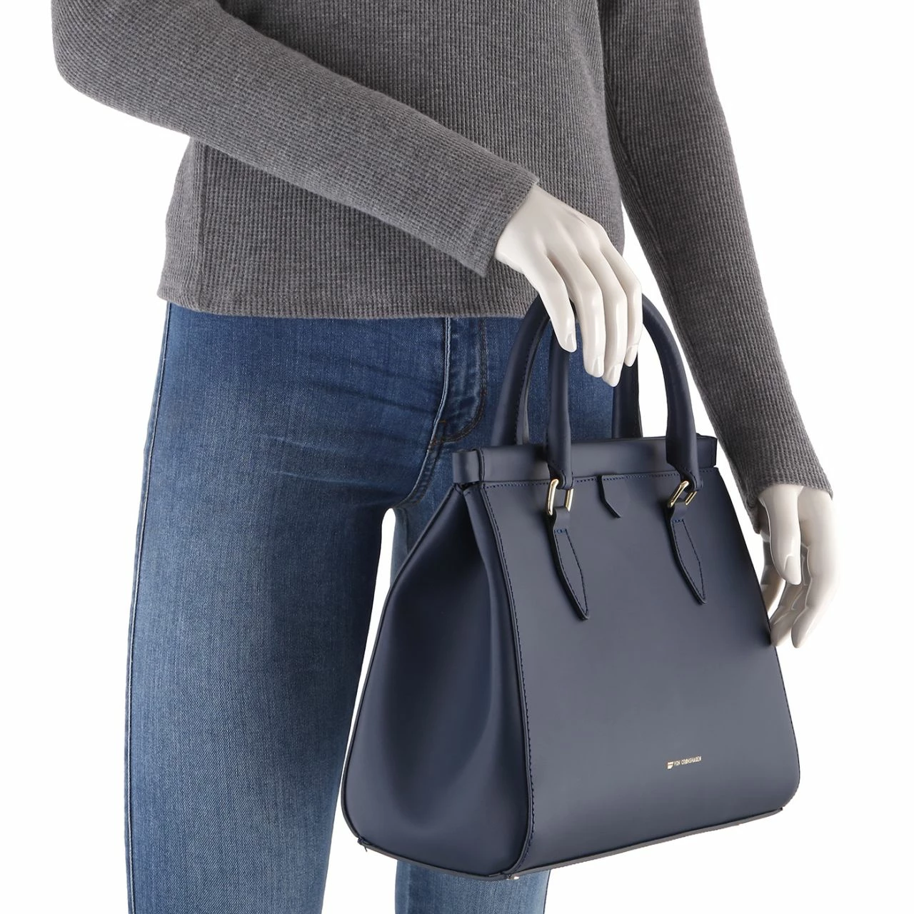 Von Cronshagen Kurzgriff Tasche 02814 Blue Navy 5 Von Cronshagen Kurzgriff Tasche 02814 Blue Navy – Bild 3