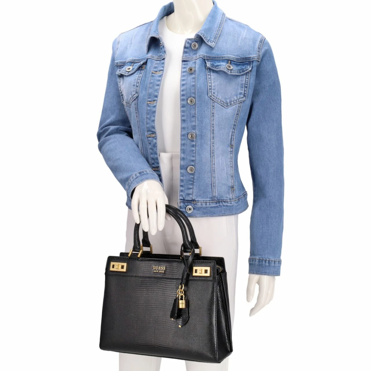 Guess Kurzgriff Tasche Katey Luxury Satchel Black 5 Guess Kurzgriff Tasche Katey Luxury Satchel Black – Bild 3