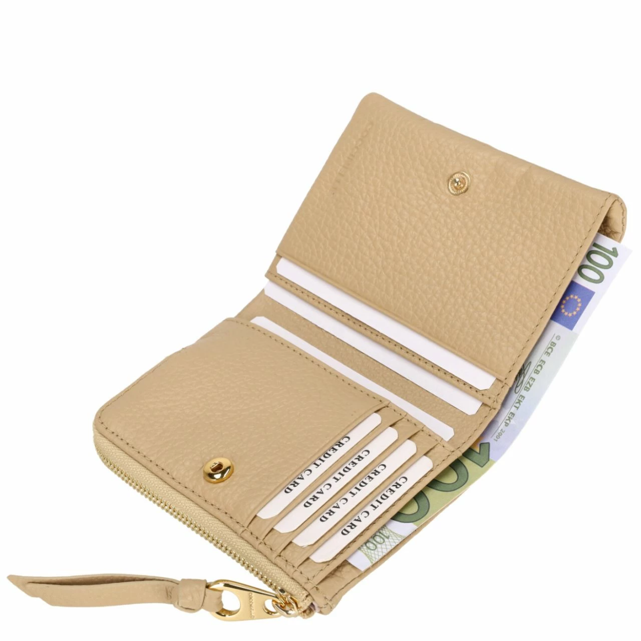 Coccinelle Hochkantbörse Damen Softy Small Wallet Grain. Lea. Fresh Beige 5 Coccinelle Hochkantbörse Damen Softy Small Wallet Grain. Lea. Fresh Beige – Bild 3