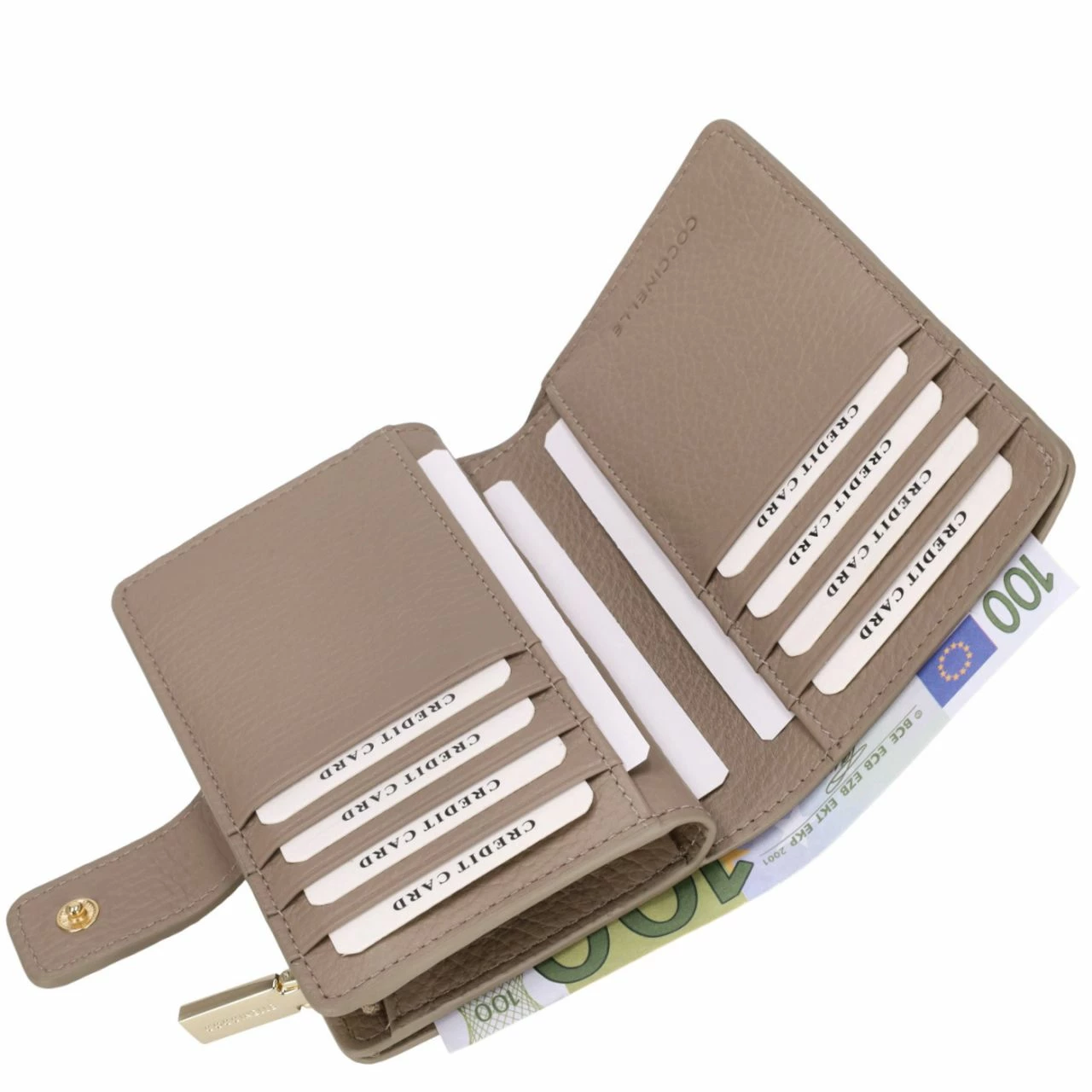 Coccinelle Hochkantbörse Damen Metallic Soft Wallet Medium Warm Taupe 5 Coccinelle Hochkantbörse Damen Metallic Soft Wallet Medium Warm Taupe – Bild 3