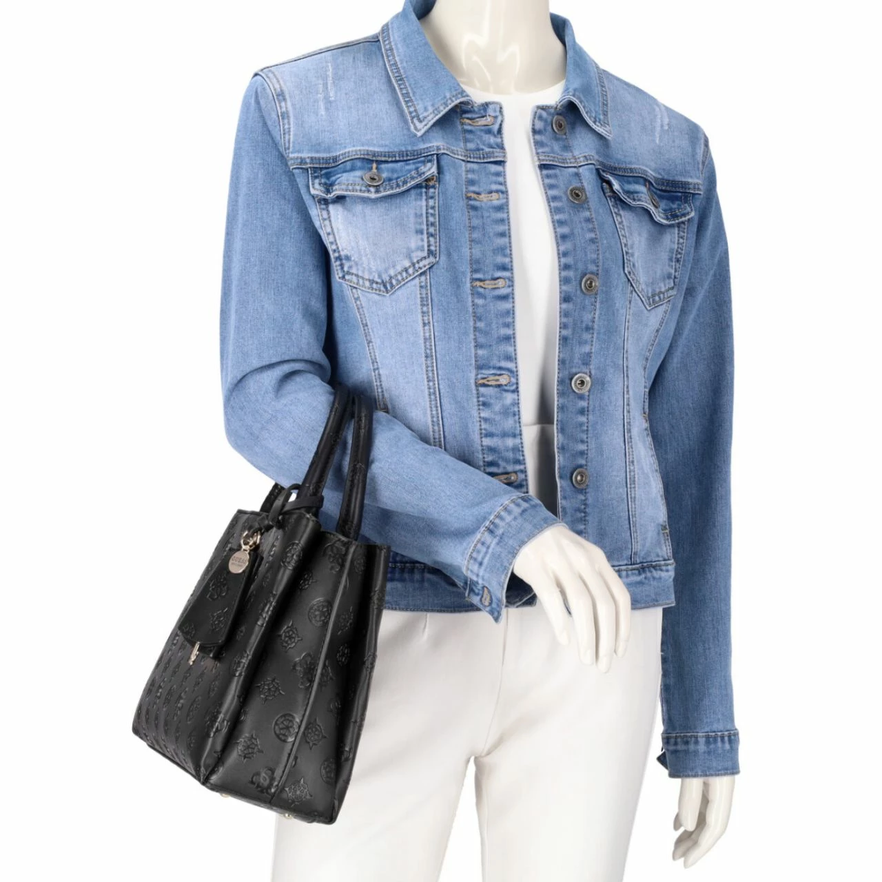 Guess Kurzgriff Tasche Jena Elite Luxury Satchel Black Logo 5 Guess Kurzgriff Tasche Jena Elite Luxury Satchel Black Logo – Bild 3