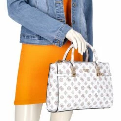 Guess Kurzgriff Tasche Loralee Status Satchel White Logo -Aufbewahrungstasche Geschäft 0 0365f23194cd254 1280x1280