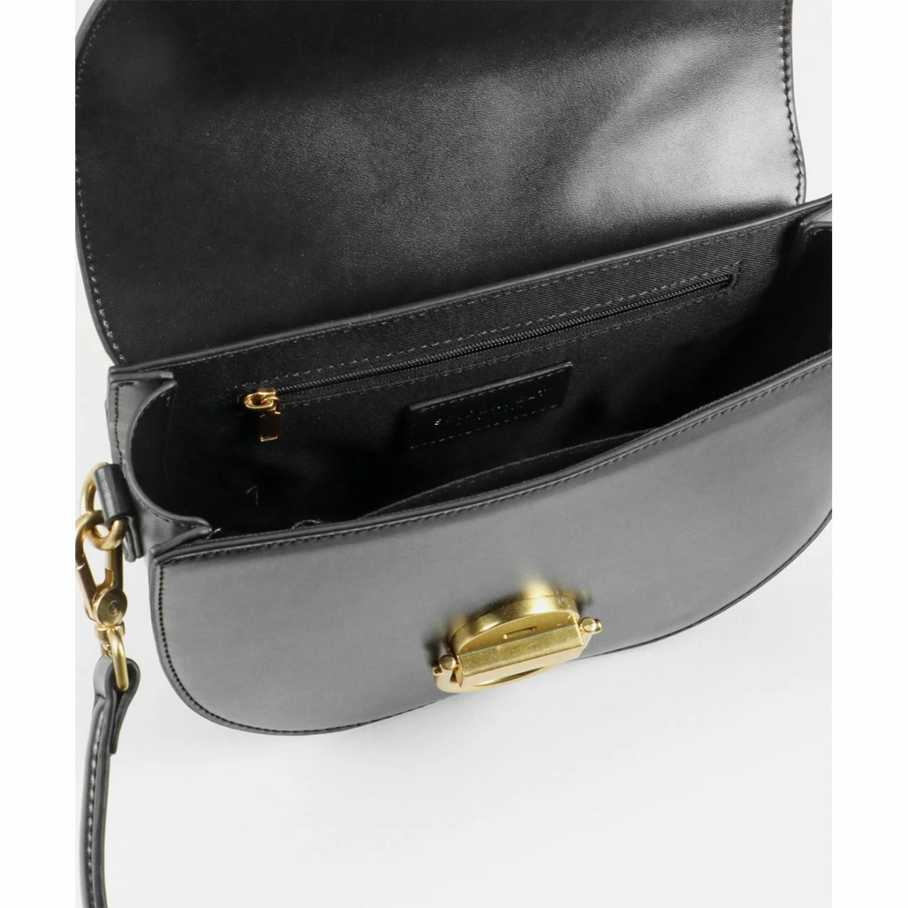 Seidenfelt Manufaktur Umhängetasche SFM243 Saddle Black, Gold Metall 6 Seidenfelt Manufaktur Umhängetasche SFM243 Saddle Black, Gold Metall – Bild 4