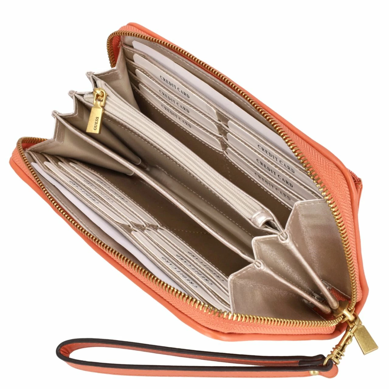 Guess Langbörse Damen Lisbet SLG Large Zip Around Papaya 6 Guess Langbörse Damen Lisbet SLG Large Zip Around Papaya – Bild 4