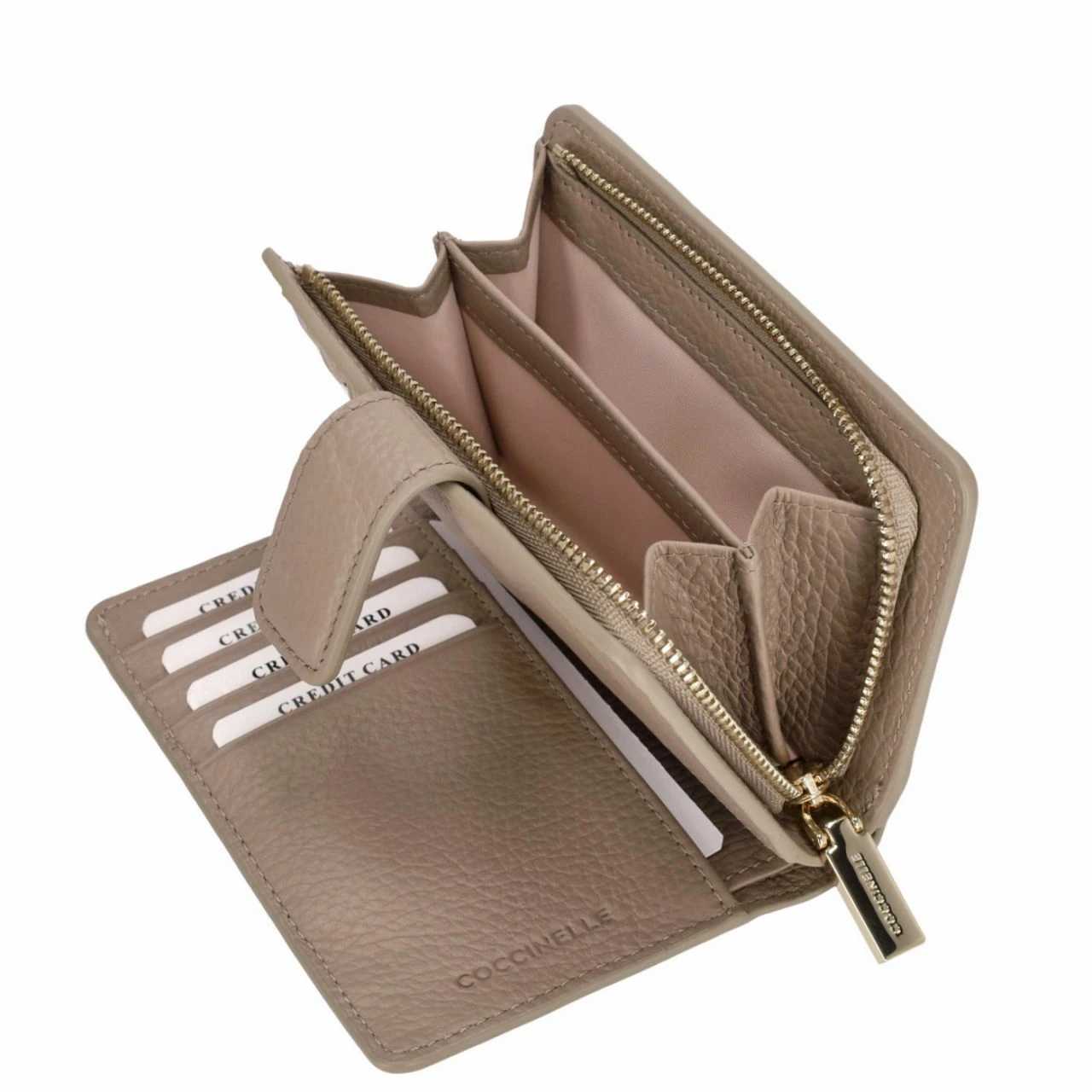Coccinelle Hochkantbörse Damen Metallic Soft Wallet Medium Warm Taupe 6 Coccinelle Hochkantbörse Damen Metallic Soft Wallet Medium Warm Taupe – Bild 4