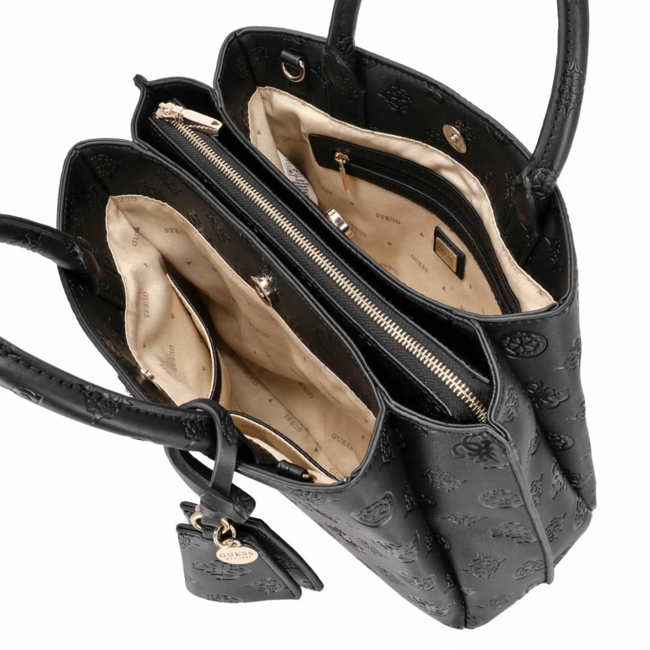 Guess Kurzgriff Tasche Jena Elite Luxury Satchel Black Logo 6 Guess Kurzgriff Tasche Jena Elite Luxury Satchel Black Logo – Bild 4