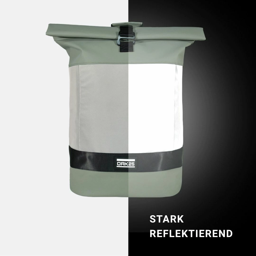 OAK25 Rucksack Reflective Rolltop 22l Oliv/salbei + Silber 10 OAK25 Rucksack Reflective Rolltop 22l Oliv/salbei + Silber – Bild 8