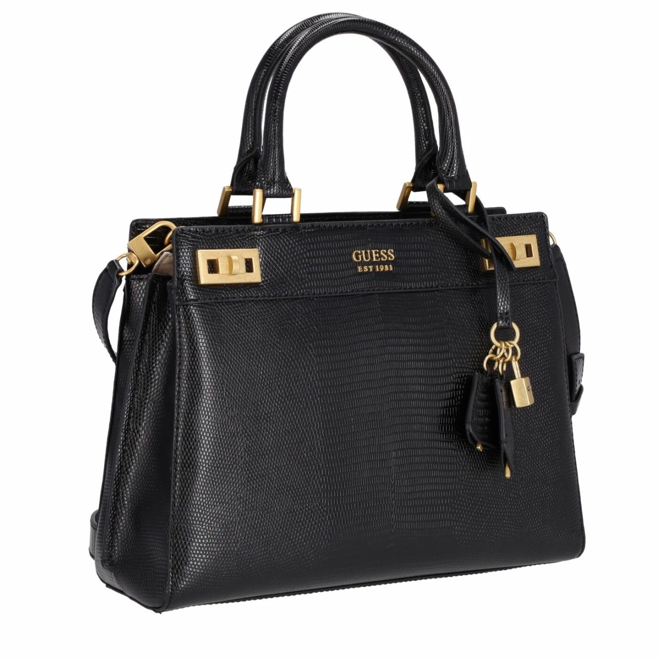 Guess Kurzgriff Tasche Katey Luxury Satchel Black 18 Guess Kurzgriff Tasche Katey Luxury Satchel Black – Bild 16
