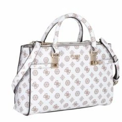 Guess Kurzgriff Tasche Loralee Status Satchel White Logo -Aufbewahrungstasche Geschäft 0 1665f231b4c3102 1280x1280