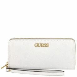 Guess Langbörse Damen Geva SLG Large Zip Around White Logo