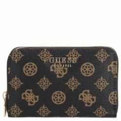 Guess Querbörse Damen Laurel SLG Medium Zip Around Mocha Logo