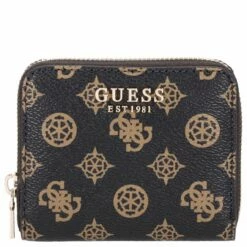 Guess Kleinbörse Damen Laurel SLG Small Zip Around Mocha Logo