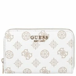 Guess Querbörse Damen Laurel SLG Medium Zip Around White Logo